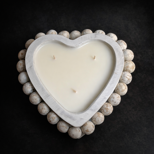 Rose Petals Scented Heart Shaped Acacia Wood Dough Bowl